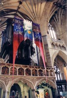 Banners in front of the Organ